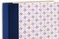 Preview: Photo album, linen spine blue, cover small geometric pattern, dots, diamonds blue, red